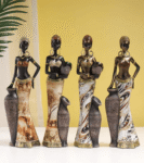 Standing African female musician figurine 12X8X31cm