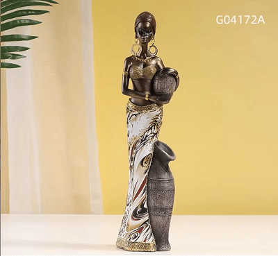 Standing African female musician figurine 12X8X31cm