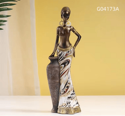 Standing African female musician figurine 12X8X31cm