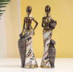 Standing African female musician figurine 12X8X31cm