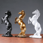 Golden standing resin horse statue 18×12×32cm
