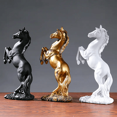 Golden standing resin horse statue 18×12×32cm