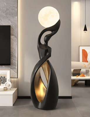 Abstract character large-sized resin floor lamp 24 × 29 × 82cm BLACK