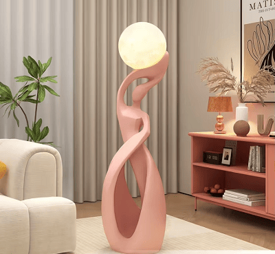 Abstract character large-sized resin floor lamp 24 × 29 × 82cm PINK