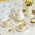 French ceramic coffee cup and plate set