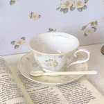 French ceramic coffee cup and plate set