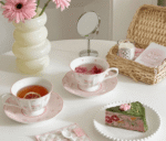 French ceramic coffee cup and plate set