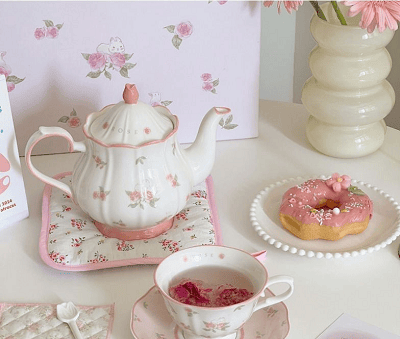 French ceramic coffee cup and plate set