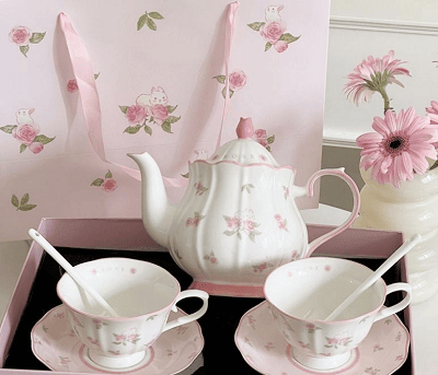 French ceramic coffee cup and plate set