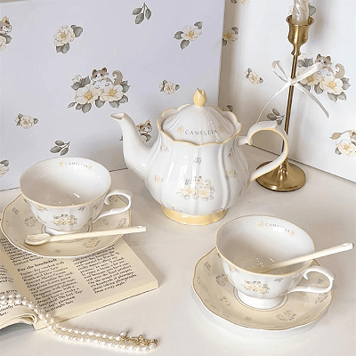 French ceramic coffee cup and plate set