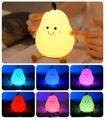 Silicone pear shaped baby night light RGB 7 colors 13 × 11 × 15cm