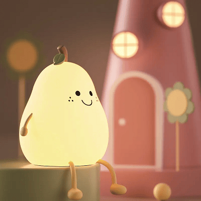 Silicone pear shaped baby night light RGB 7 colors 13 × 11 × 15cm