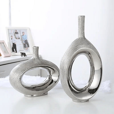 Silver American Modern Premium Ceramic Vase