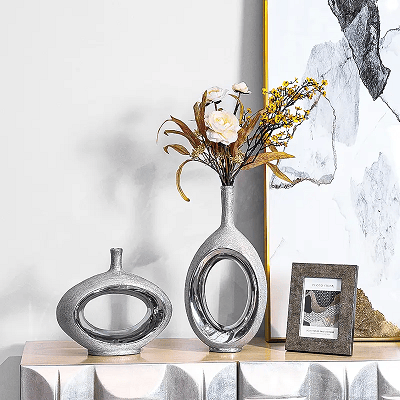 Silver American Modern Premium Ceramic Vase