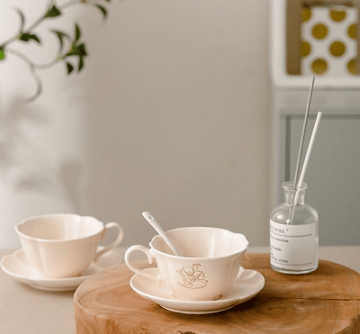 Pink Ceramic Coffee Cup Set