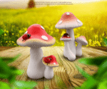 Simulated resin mushroom garden statue