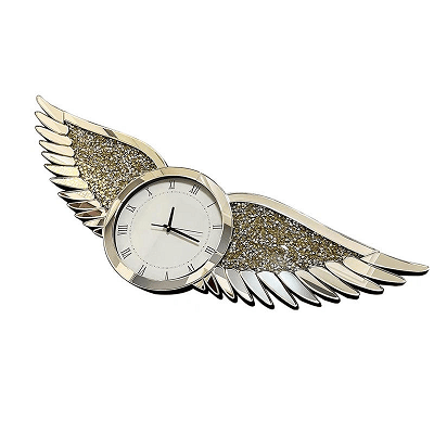 Silver studded diamond wing clock 140 × 42cm