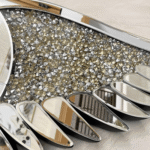 Silver studded diamond wing clock 140 × 42cm