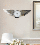 Silver studded diamond wing clock 140 × 42cm