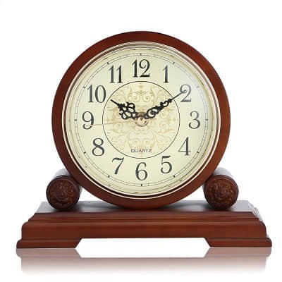 Red solid wood circular clock
