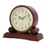 Red solid wood circular clock