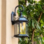 Vintage European style wrought iron outdoor wall lamp