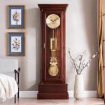Red Chinese retro solid wood floor clock