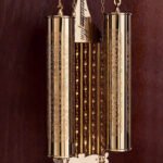 Red Chinese retro solid wood floor clock