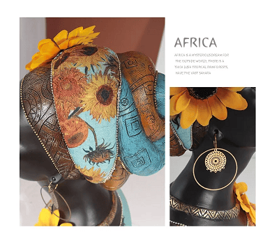 Beautiful African woman with sunflower home decor