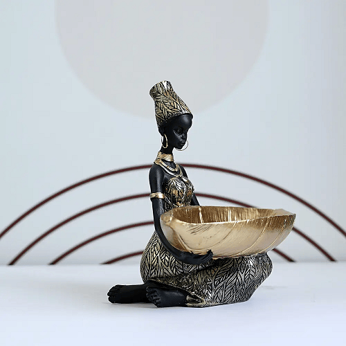 African ethnic female characteristic home storage resin craft